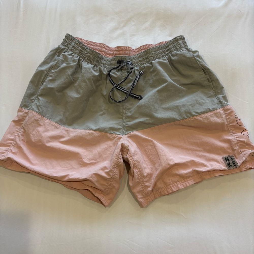 Nike Two-Tone Pink and‎ Light Gray Colorblock Swim Shorts